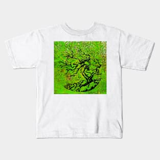 Old and Ancient Tree - Leaf Green Kids T-Shirt